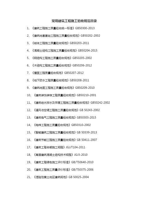 2017年常用建筑工程、市政道路、公路验收规范,整理截止于2017年3月24日