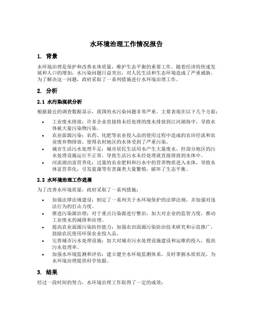 水环境治理工作情况报告