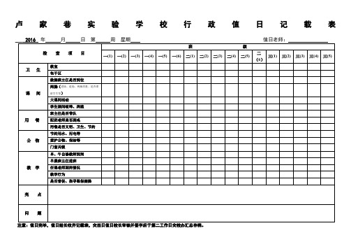 学校行政值日记载表