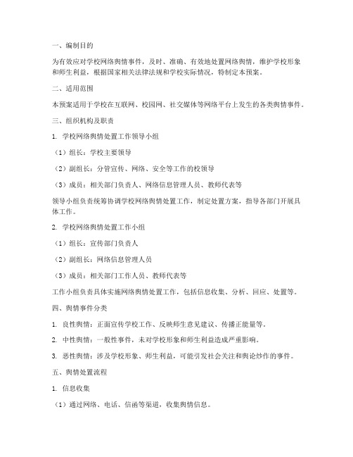 学校网络舆情处置应急预案