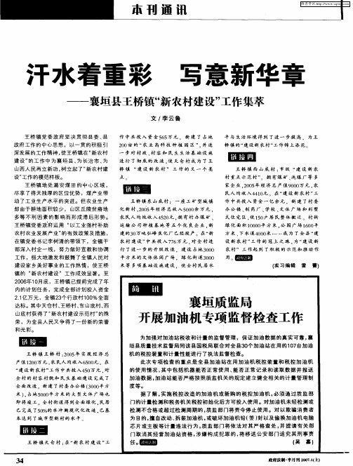 汗水着重彩 写意新华章——襄垣县王桥镇“新农村建设”工作集萃