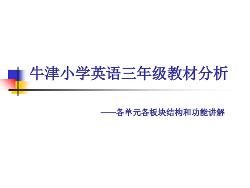 牛津小学英语三年级教材分析_各单元各板块结构和功能讲解ppt课件