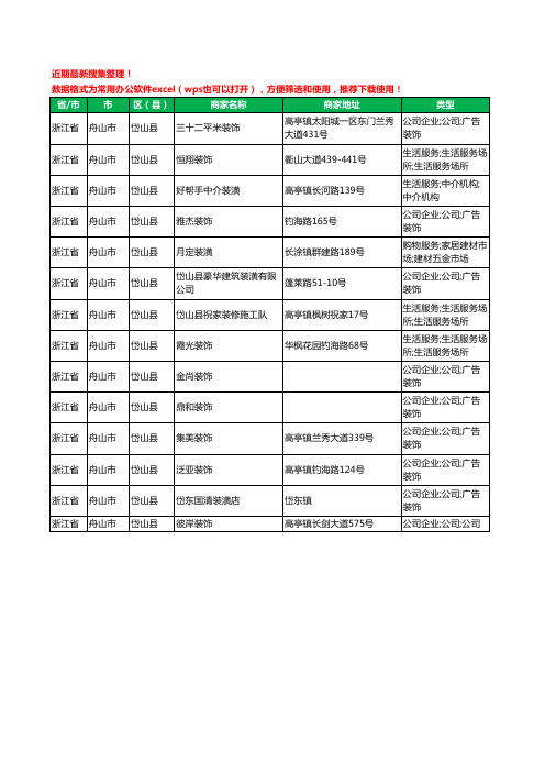 2020新版浙江省舟山市岱山县装修公司工商企业公司商家名录名单黄页联系方式电话大全14家