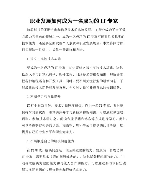 职业发展如何成为一名成功的IT专家