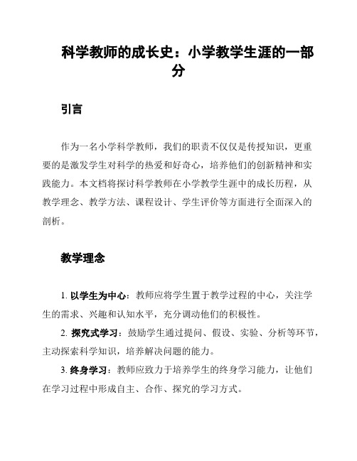 科学教师的成长史：小学教学生涯的一部分