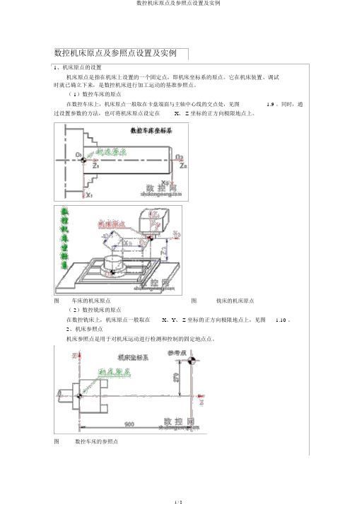 数控机床原点及参考点设置及实例