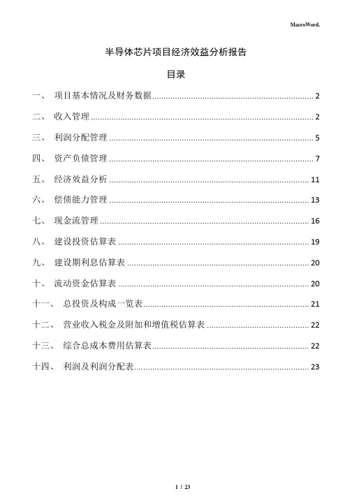 半导体芯片项目经济效益分析报告(范文模板)