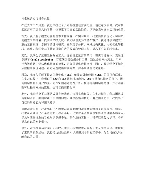 搜索运营实习报告总结