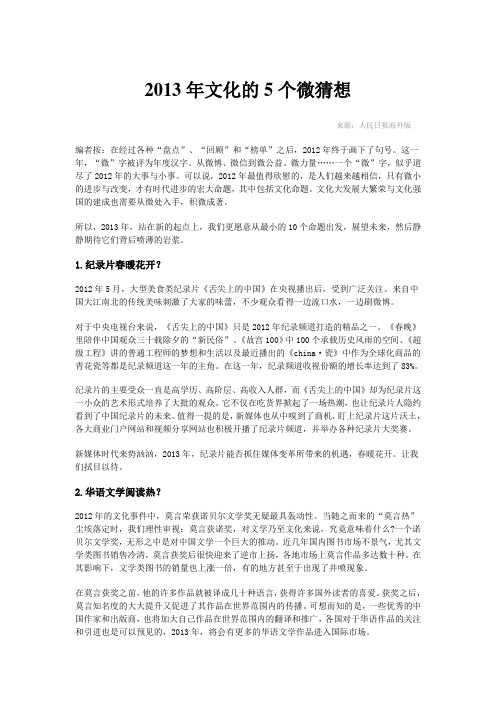 2013年文化的5个微猜想