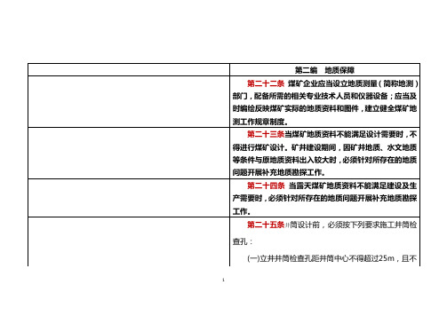 2016版煤矿安全规程总则、采掘、地测、防治水专业对照表资料
