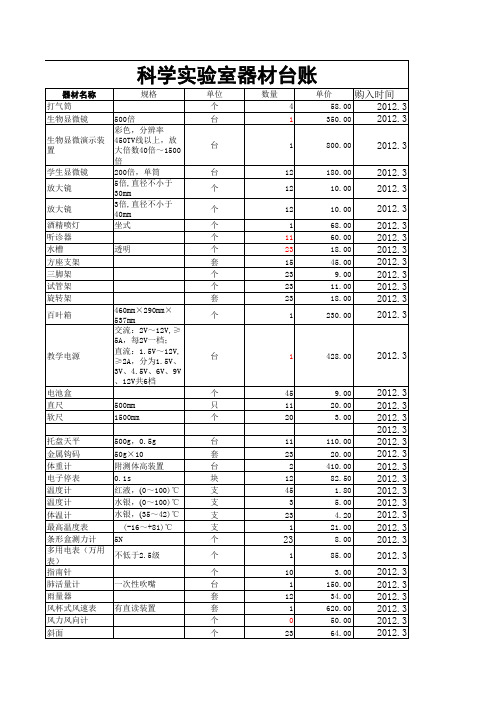 小学科学实验室台账 