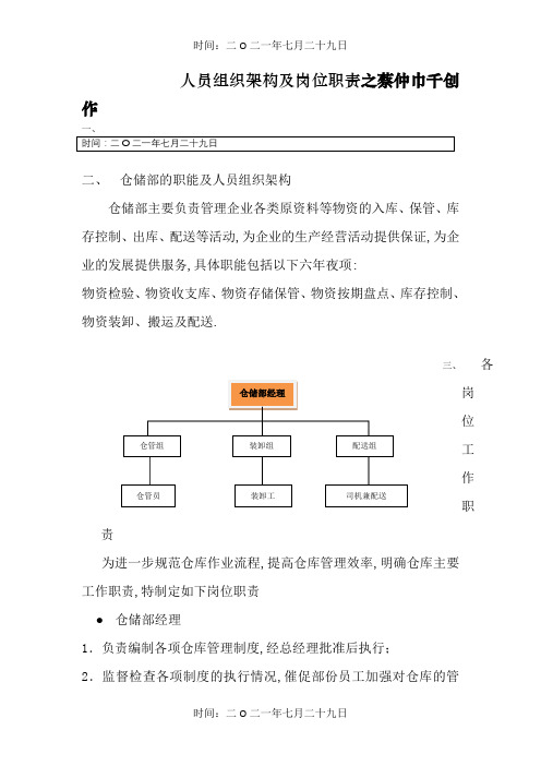 仓储部组织架构及岗位职责