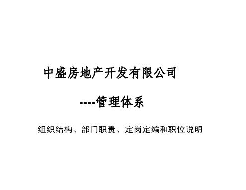 房地产集团管控--组织结构、部门职责、定岗定编和职位说明