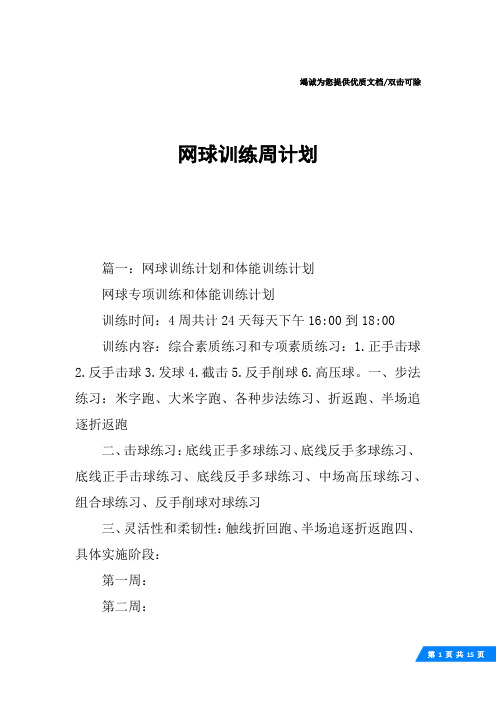 网球训练周计划