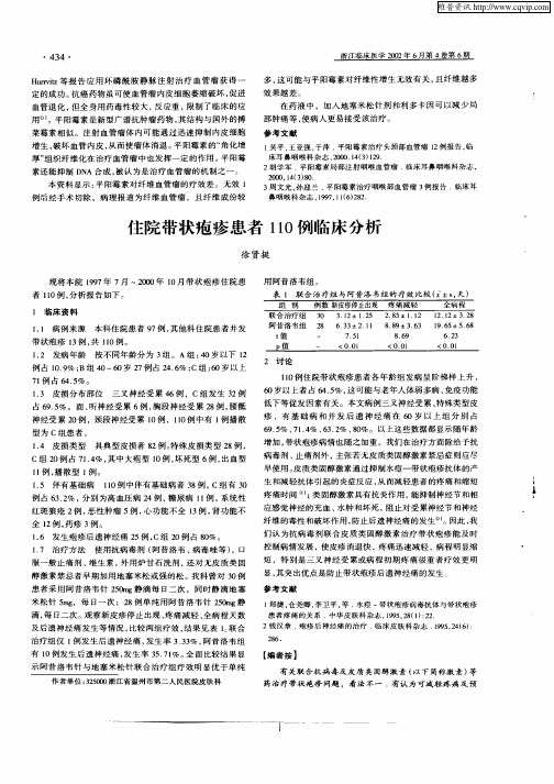 住院带状疱疹患者110例临床分析