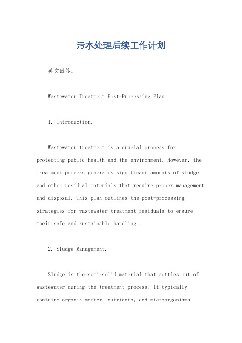 污水处理后续工作计划