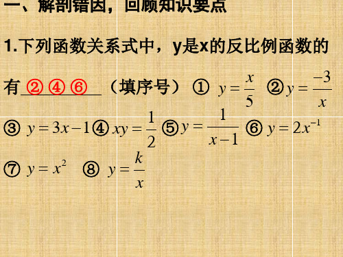 苏科版八年级数学下册：第十一章 反比例函数复习ppt（共13张PPT）