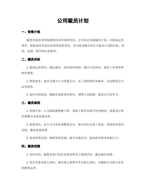 公司裁员计划