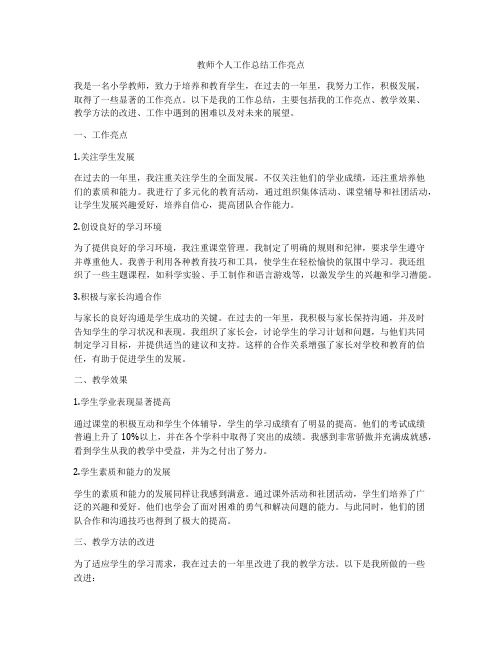 教师个人工作总结工作亮点