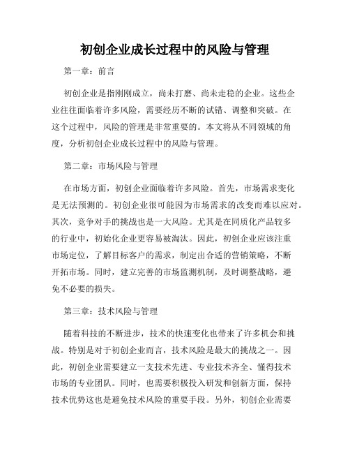 初创企业成长过程中的风险与管理