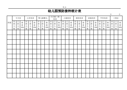 幼儿园：幼儿预防接种统计表