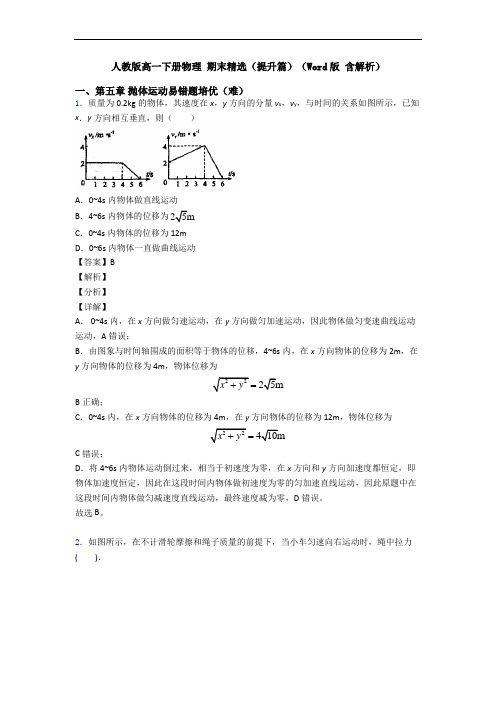 人教版高一下册物理 期末精选(提升篇)(Word版 含解析)