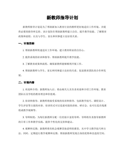 新教师指导计划