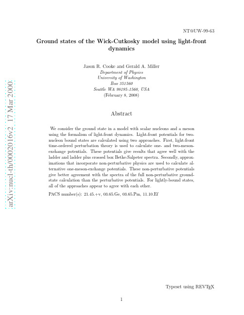 Ground states of the Wick-Cutkosky model using light-front dynamics