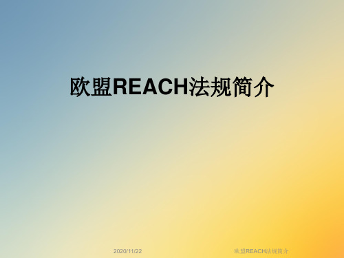 欧盟REACH法规简介