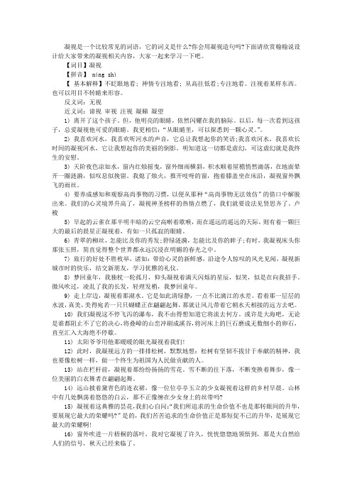 凝视一词的解释是什么