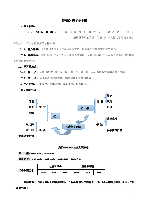 【优选】高中语文人教版必修二第二单元 《诗经》两首 导学案1