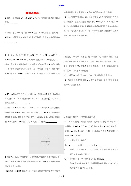 中考数学专题训练 阅读与理解 湘教版