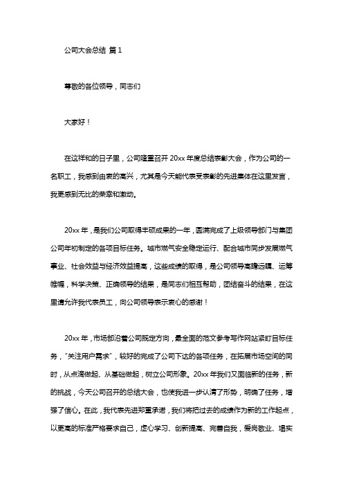 公司大会总结发言稿合集七篇