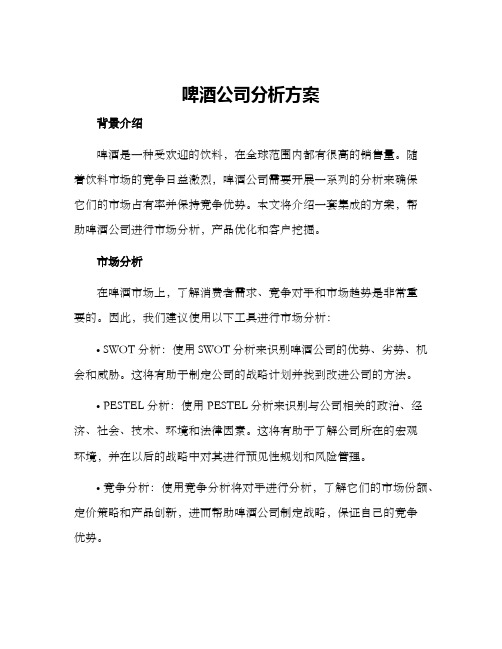 啤酒公司分析方案