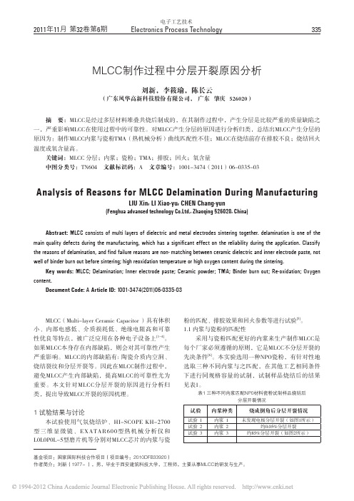 MLCC制作过程中分层开裂原因分析