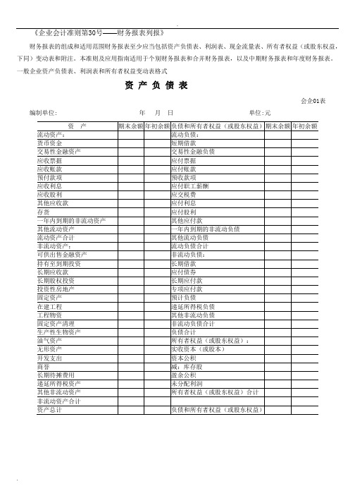 新会计准则全套报表模板