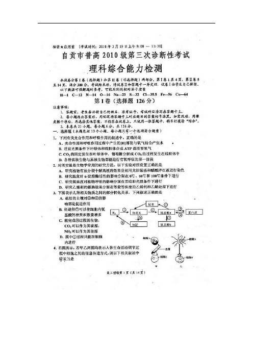 理综卷·届四川省自贡市高三第三次诊断性考试(-03)扫描版