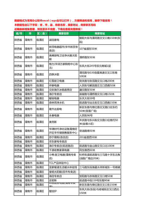 2020新版陕西省渭南市临渭区家用电器工商企业公司商家名录名单联系电话号码地址大全388家