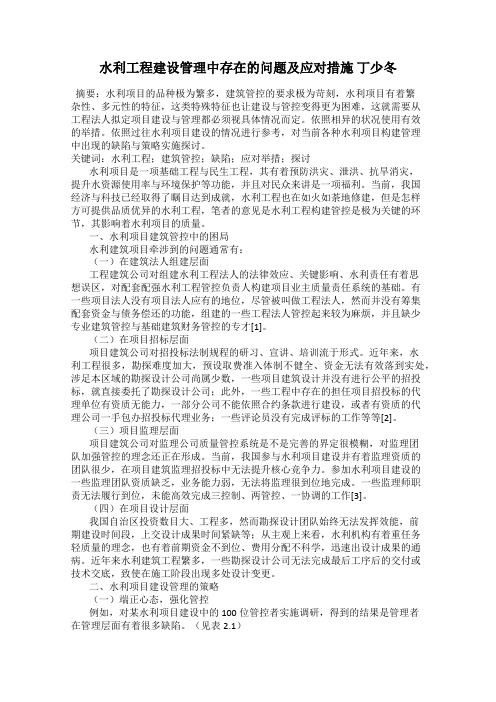 水利工程建设管理中存在的问题及应对措施 丁少冬