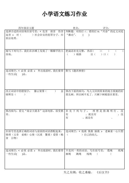 小学四年级语文提优训练VI (99)