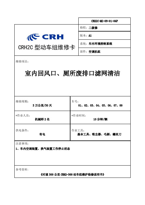 CRH2C-M2-09-01-06P空调室内回风口、厕所废排口滤网清洁