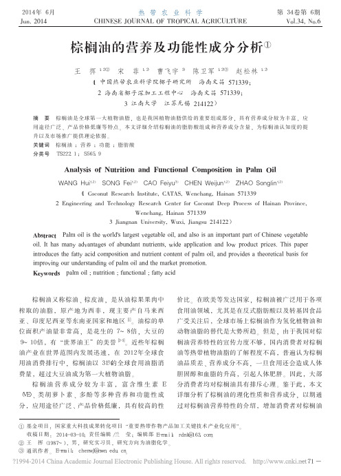 棕榈油的营养及功能性成分分析_王挥