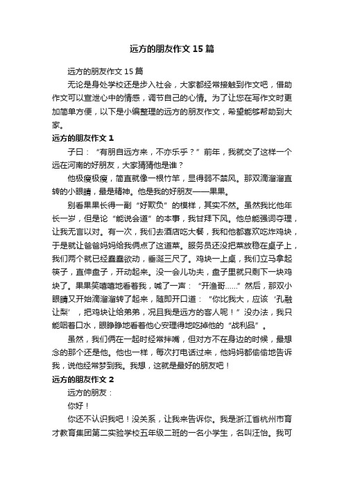 远方的朋友作文15篇