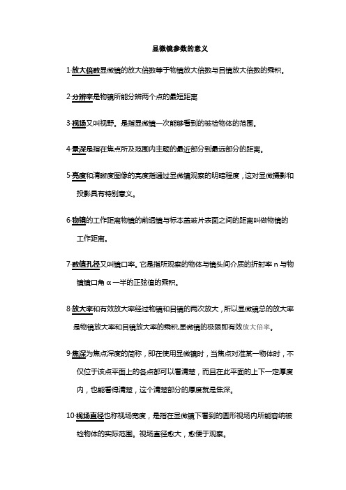 显微镜参数意义