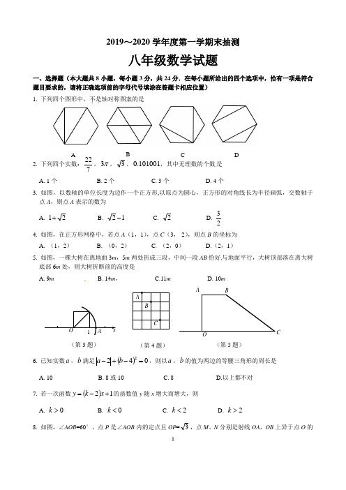 江苏省徐州邳州市2019-2020学年八年级上学期期末抽测数学试题