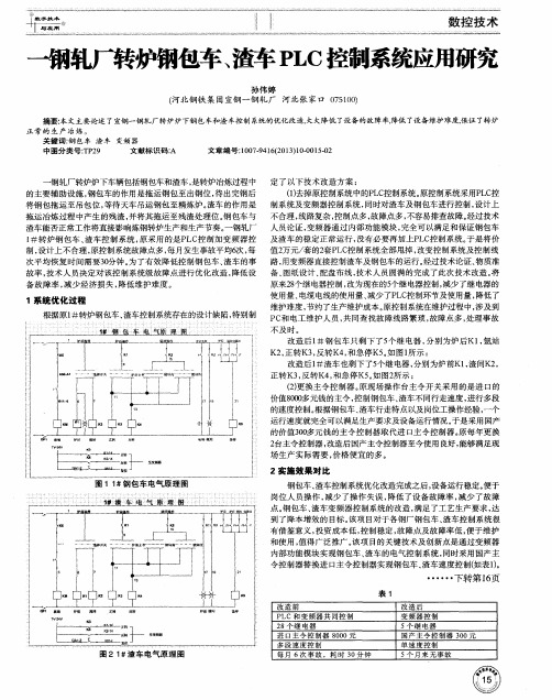 一钢轧厂转炉钢包车、渣车PLC控制系统应用研究