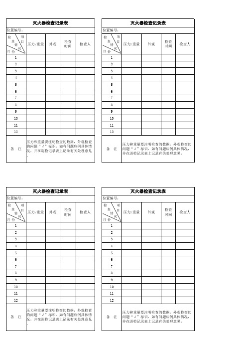 灭火器检查记录表