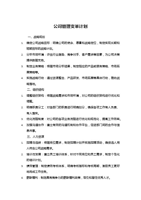 公司管理变革计划