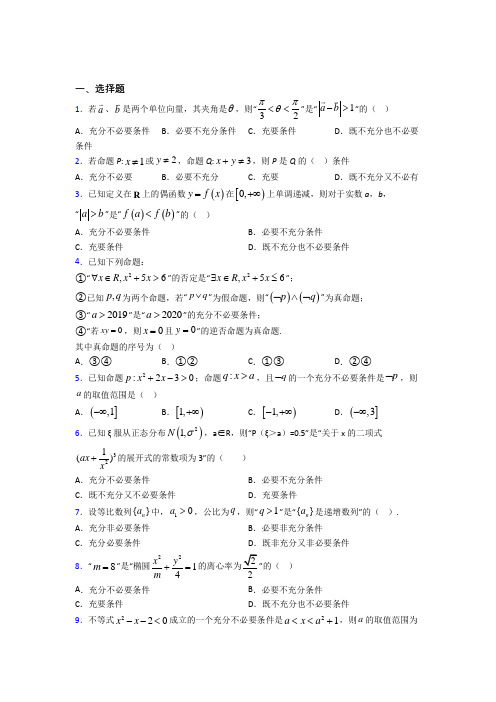 上海上海师范大学第三附属实验学校必修第一册第一单元《集合与常用逻辑用语》检测卷(包含答案解析)