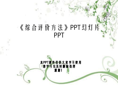 《综合评价方法》PPT幻灯片PPT